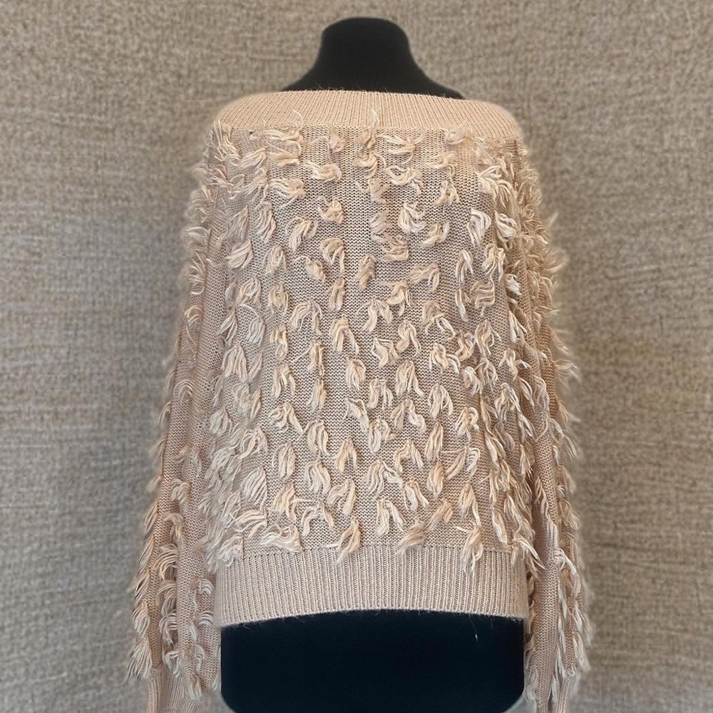 Elegant Off-the-Shoulder Tan Sweater